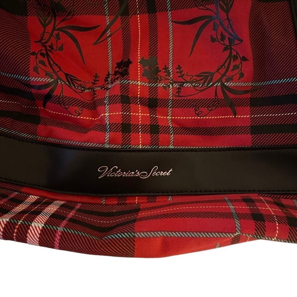 Victoria Secret Red black plaid tote bag purse - Picture 3 of 8